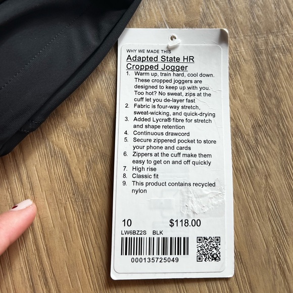 NWT LULULEMON Adapted State High-Rise Jogger Crop Black Women’s Size 10 Joggers - Picture 2 of 10